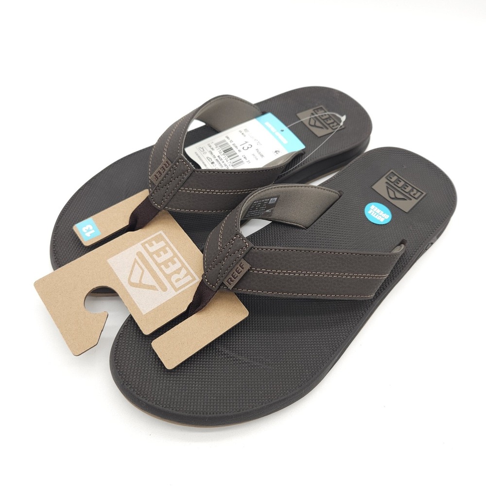 Reef‎ (Mens Size 13) Element TQT Thong Flip Flops Sandal Brown Bottle Opener New